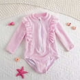 thumbnail image 2 of ZXLBBD Girl One Piece Swimsuits Baby Zipper Ruffle Swimsuit Solid Color Bathing Suit for Toddler Cute Casual Beah Swimming, 2 of 7
