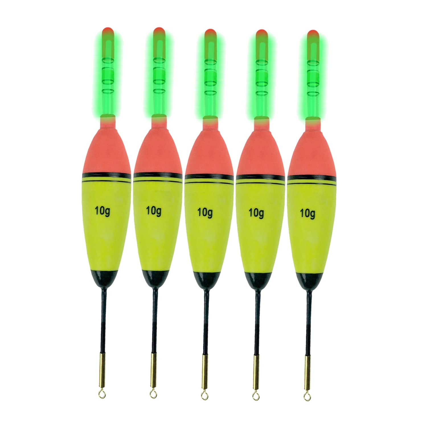 QualyQualy 5Pcs Lighted Fishing Bobbers EVA Foam Fishing Floats and