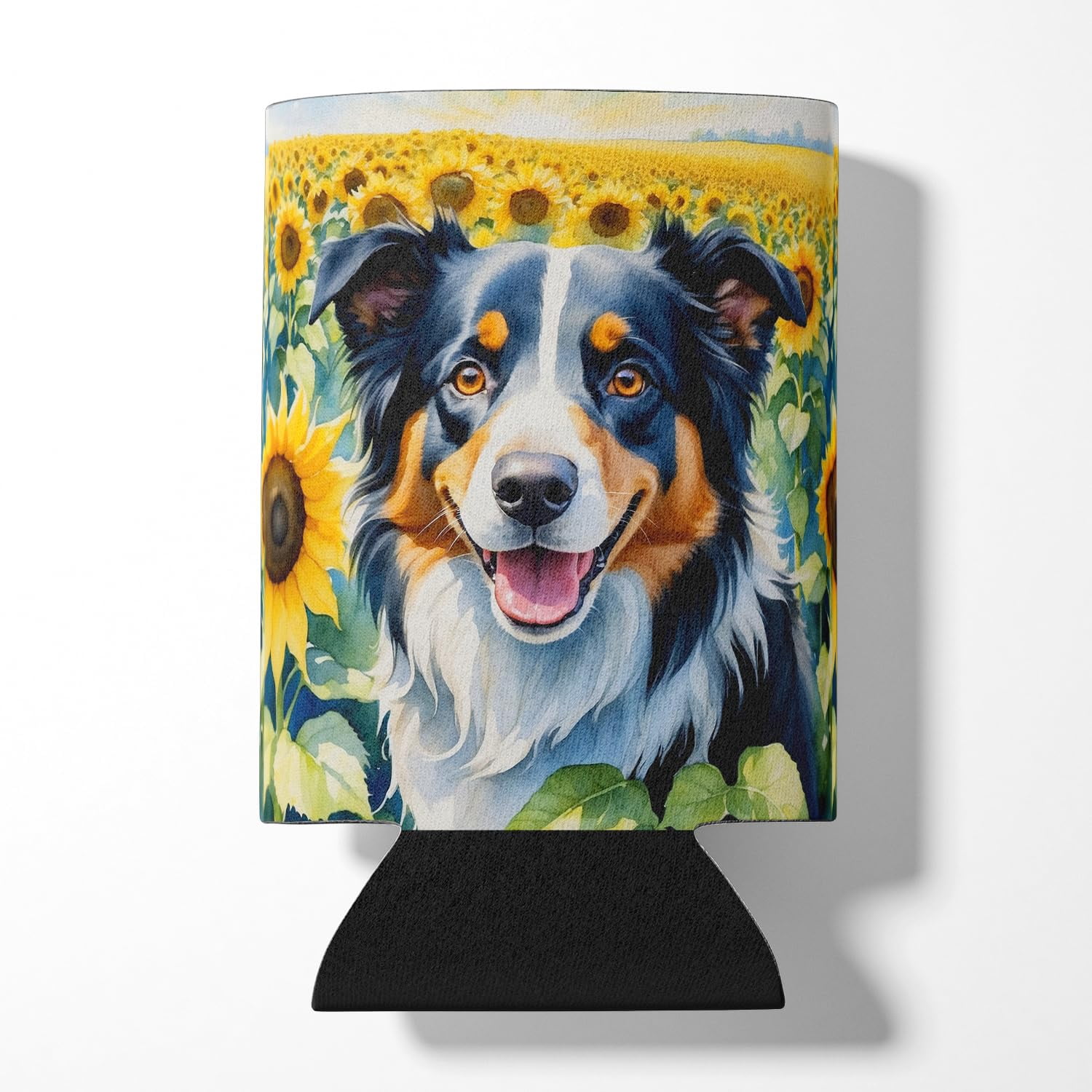 Bedlington Terrier in Sunflowers Can or Bottle Hugger 3 in x 5 in