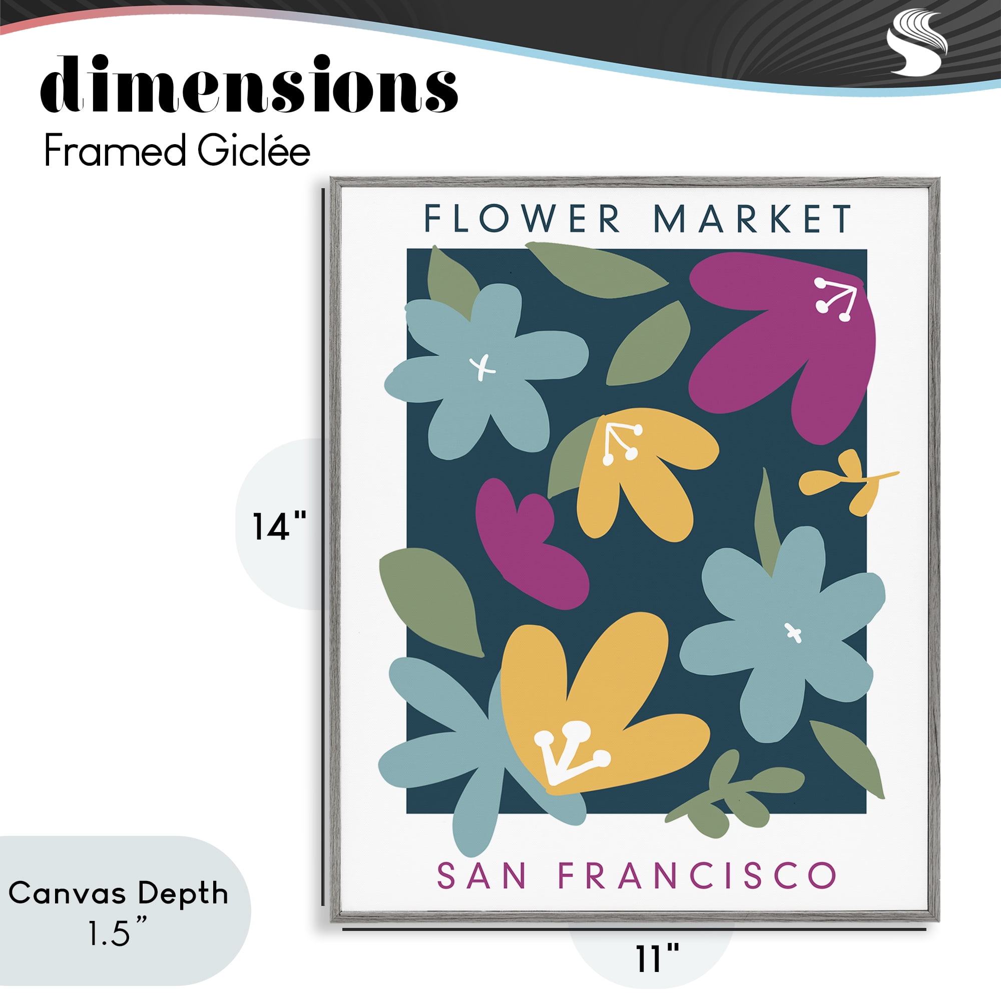 Stupell Industries Whimsical Flower Market Gray Framed Giclee Art, design by Anna Quach