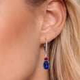 thumbnail image 3 of Gem Stone King 925 Sterling Silver Blue Created Sapphire and Red Created Ruby Dangle Earrings for Women with Lab Grown Diamond (5.13 Cttw, Oval 9X7MM), 3 of 6