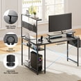 thumbnail image 4 of UPGO 52 Inch L Shaped Carbon Fiber Gaming Corner Desk with Power Strip, Adjustable Monitor Stand, Pegboard & Storage Shelves, Reversible Computer Desk for Bedroom Office Gaming, 4 of 6