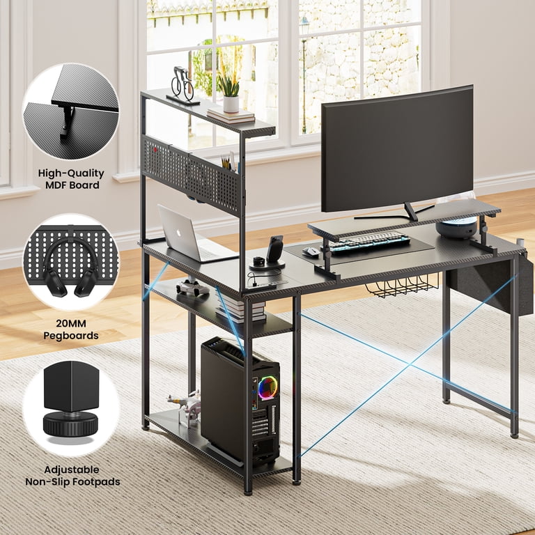Upgo 52 Inch L-Shaped Gaming Desk with Storage & Power Strip photo 4