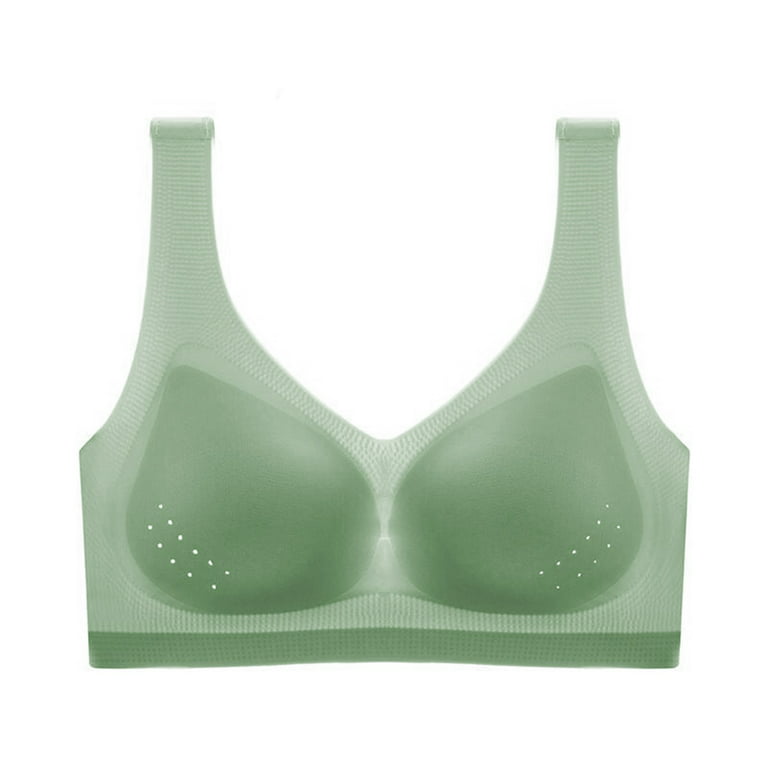 TQWQT Ultra-thin Ice Silk Bra Thin Silk Seamless Bra Wireless Underwear  with Removable Pad for Women Breathable,Mint Green XXXXXL