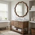 thumbnail image 5 of Jopath 30 Inch Wavy Round Solid Wood Frame Decorative Mirror for Bedroom Bathroom Living Room Entryway Black Walnut Color, 5 of 8
