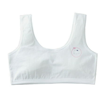 

Young Girl Cotton Bra Tank Top Wide Strap Sport Training Bralette Cartoon Vest