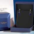 thumbnail image 5 of Gem Stone King 3.12 Cttw Blue Sapphire Dangle Earrings for Women | 925 Silver and 10K Yellow Gold | Gemstone September Birthstone | Emerald Cut 7X5MM, 5 of 6