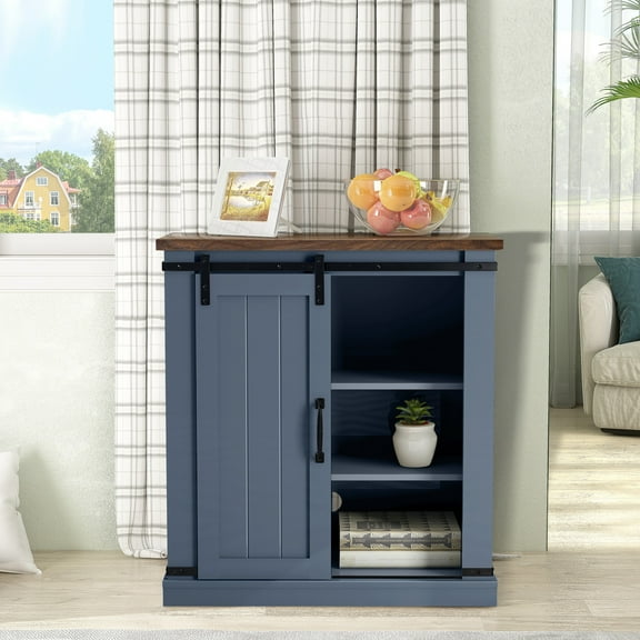 FESTIVO 32" Compact TV Stand for 40" TVs w/ Barn Door Design - Navy