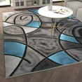 thumbnail image 3 of Emma + Oliver 8x10 Contemporary Abstract Geometric Olefin Accent Rug in Gradient Shades of Gray and Blue with Natural Jute Backing, 3 of 7