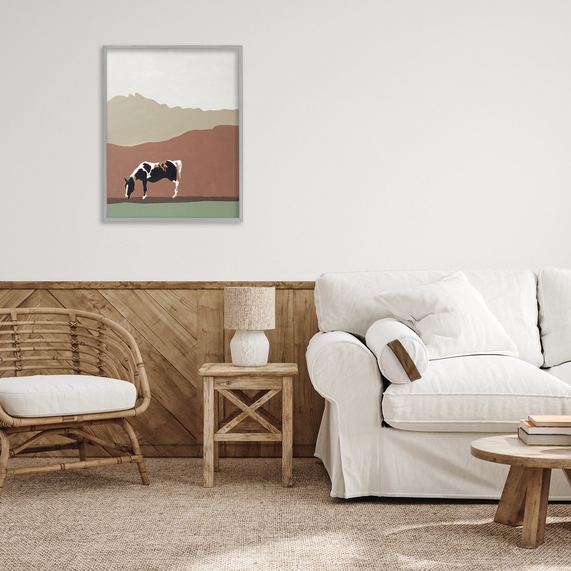 Stupell Industries Modern Mountains Horse Gray Framed Giclee Art, design by Patricia Pinto