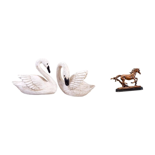 Elegantes figuras de resina de cisne y caballo para dormitorio, oficina, sala de estar, decoración navideña de escritorio, estantería, adorno para el