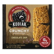 Kodiak Protein-Packed Chocolate Chip Crunchy Granola Bars, 1.59 oz, 6 Count Cardboard Box