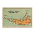 thumbnail image 1 of Nantucket, Massachusetts, Map of the Island, Vintage Map Birch Wood Wall Sign (6x9 Rustic Home Decor, Ready to Hang Art), 1 of 3