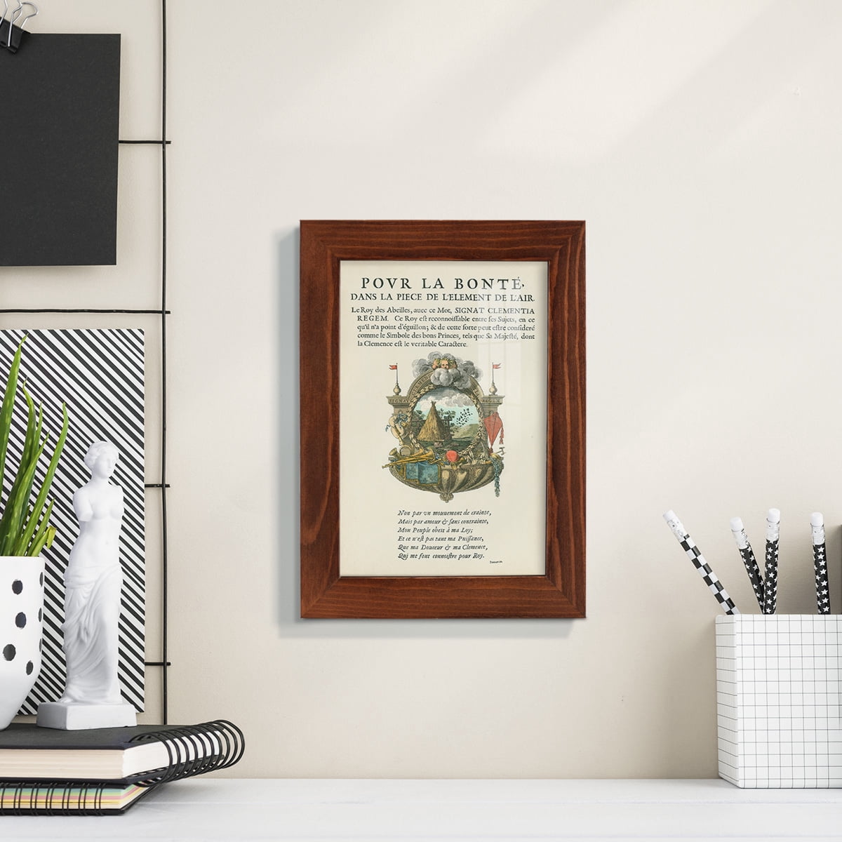 Printed Embellished Bookplate III - Framed Print w/glass - Chestnut