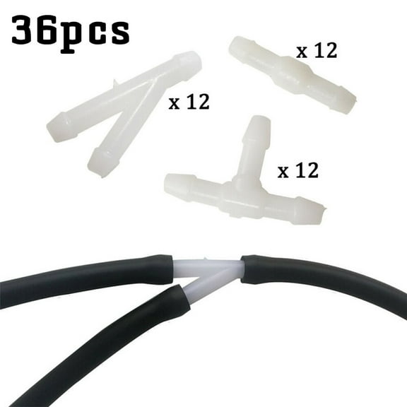 Tekuisi 36PCS T/Y/I 3 Types Car Windshield Washer Nozzles Hose Water Tube Connector Wiper Spray Pipe Joint Windscreen Wipers Accessories