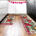 thumbnail image 6 of Hello Love Cardinal Red Birds Kitchen Rugs Set of 2, Valentine''s Day Pink Rose Flower Leaves Plaid Kitchen Mats Decor, Anniversary Wedding Floor Door Mat Home Decorations -17x29 and 17x47 Inch, 6 of 6