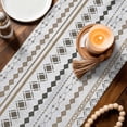 thumbnail image 4 of Table Runner - 120 Inch Long, Boho Aztec Kitchen Dining Table Runner Dresser Scarves, Ethnic Brown Strips Geometric Tribal Rustic Farmhouse Decor for Coffee Tables Wedding Party Banquet, 4 of 8