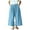Blue, variant on Simua Women's Wide Leg Faux Linen Pants Solid Color Elastic Waistband Button Cropped Baggy Trouser with Pockets