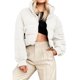 thumbnail image 1 of Txlixc Chaqueta corta y esponjosa para mujeres con cremallera de cuello largo Txlixc moda, 1 of 7