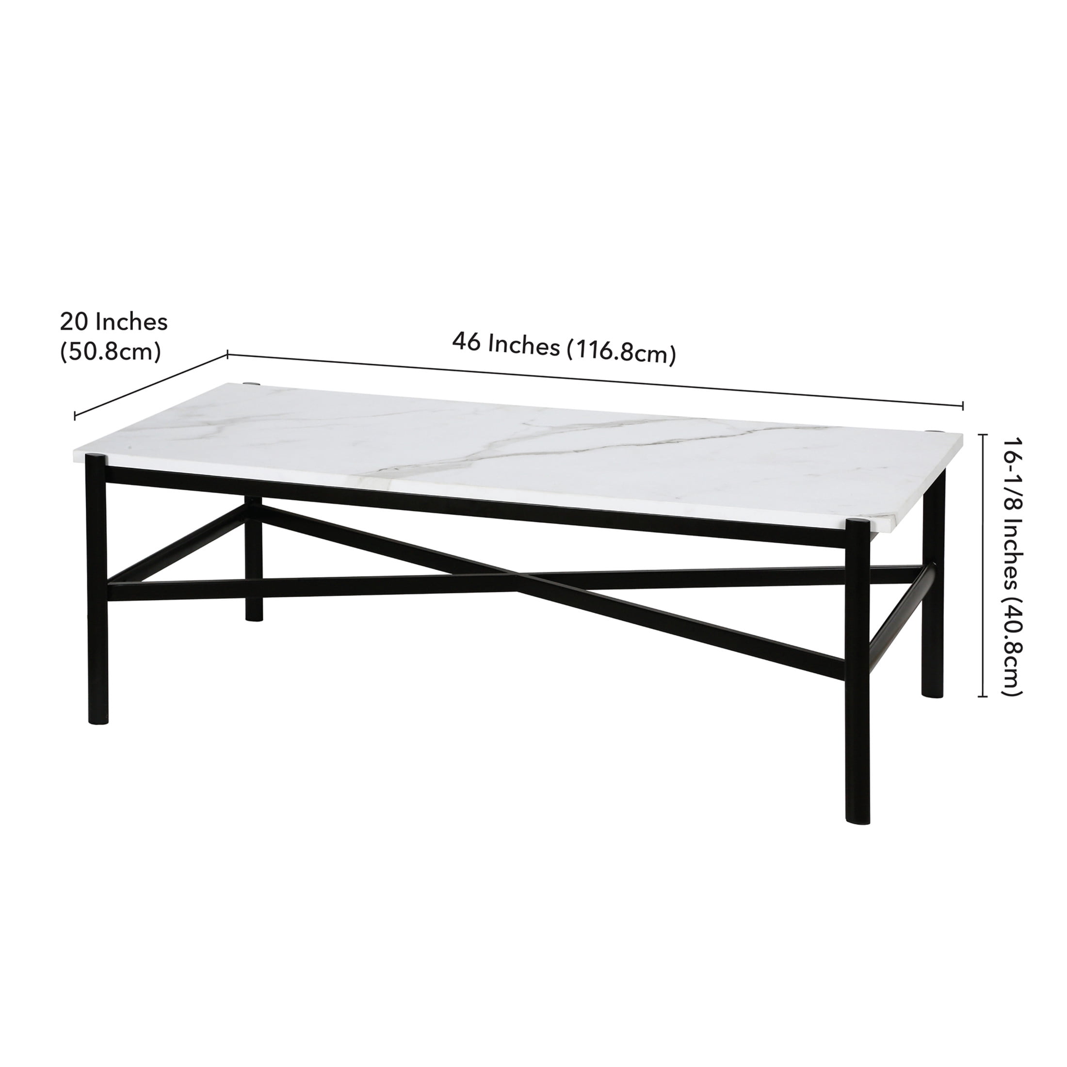 Evelyn&Zoe Metal Marble Coffee Table in Black and Bronze