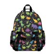 thumbnail image 3 of Black Colorful Dinosaur Pattern Cute School Backpack Bag for School with Padded Back and Adjustable Shoulder Straps 15.25"x11.5"x5.25", 3 of 5