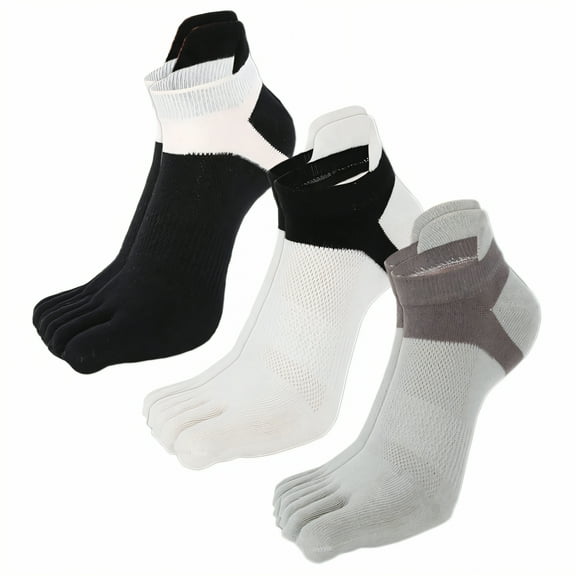 TELOLY 3Pairs Toe Socks,Athletic Socks No Show Socks Men,Mesh Ventilation Mens No Show Socks,Combination1