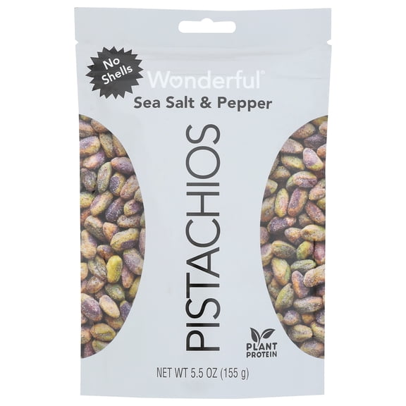 Wonderful Pistachio Sea Salt & Pepper No Shells Pistachios (Pack of 18)