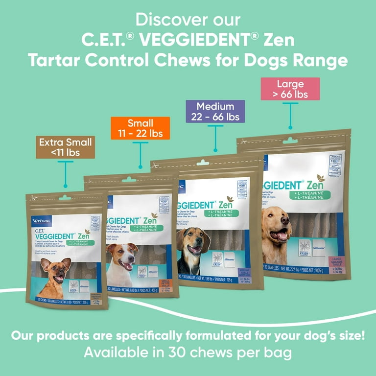 Virbac C.E.T. VEGGIEDENT Zen Tartar Control Chews for Dogs Extra Small X Small Pack of 30 Walmart