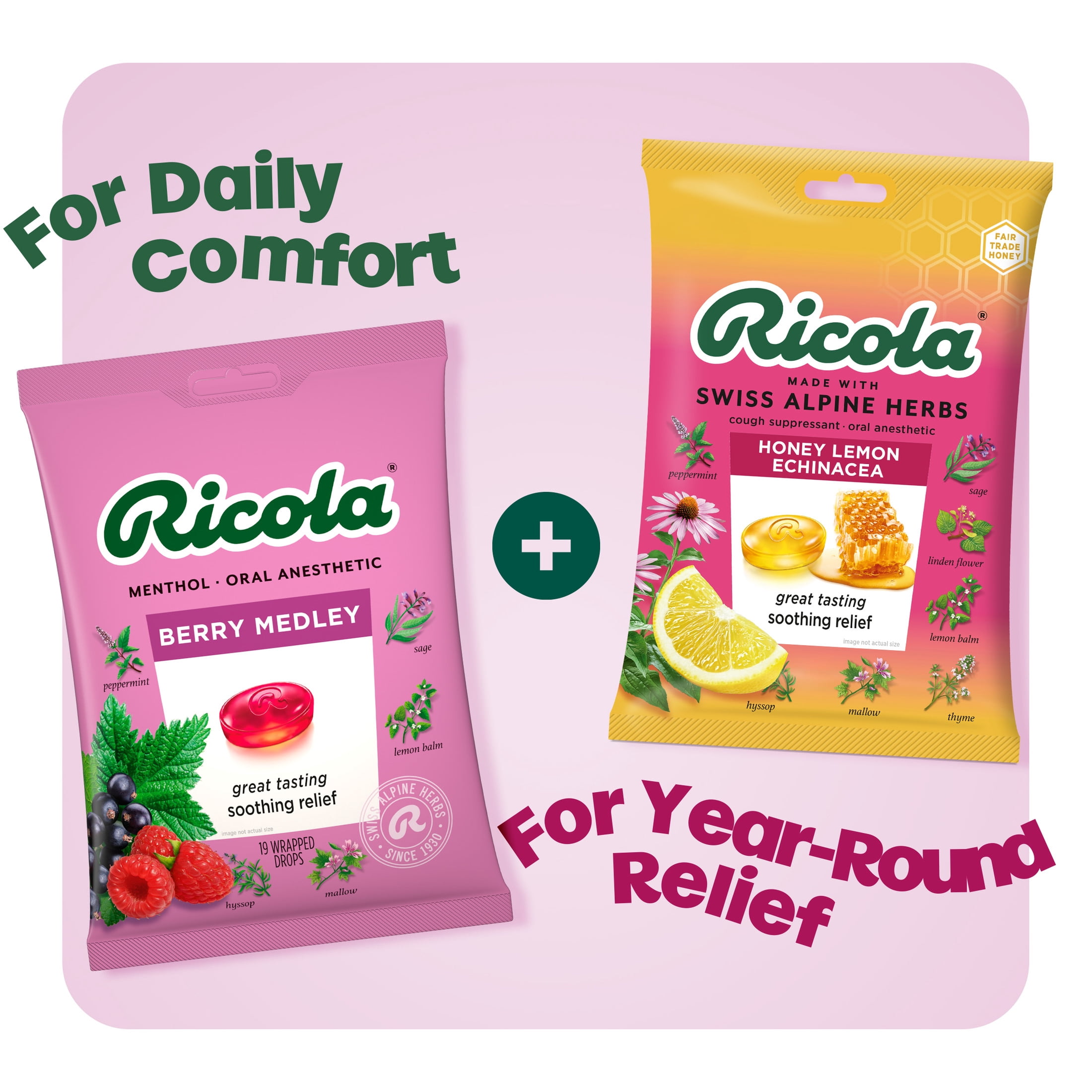(8 pack) Ricola® Berry Medley Throat Drops | Delicious Throat Relief & Oral Anesthetic, 19 Count