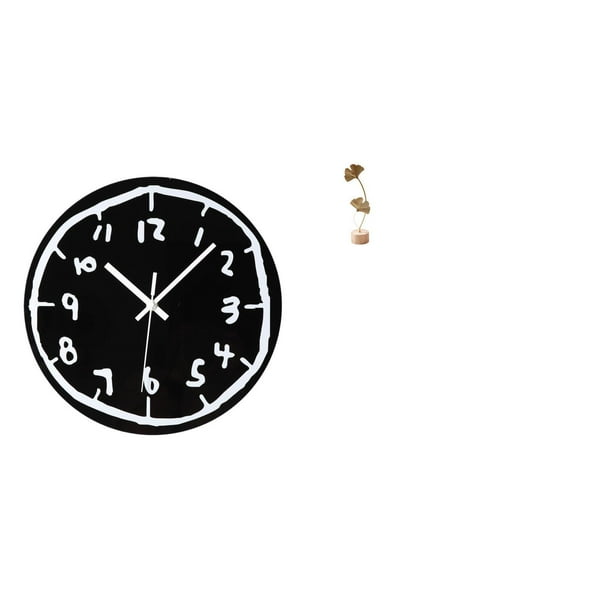 Reloj de pared,Reloj de pared silencioso y decorativo que no hace tictac,Reloj moderno de 12 pulgadas para pared de casa o oficina,sencillo.,Escultura de hojas,Estatua de hoja de metal