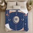 thumbnail image 5 of Moon Eye Medallion with Starbursts, Dreamy Tarot Style for Astrology Lovers, Cozy Peach Cloud Scene, Flannel Blanket for Living Room and Bedroom, Christmas Gift and Mystic Home Decor, 5 of 9
