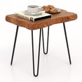 thumbnail image 1 of Patiojoy 20" x 14" Solid Teak Wood Side Table Indoor Outdoor Rectangular Side Table w/ Metal Legs Solid Wood Patio Table Home End Table, 1 of 10