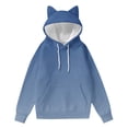 thumbnail image 2 of AGWOLF Cute Cat Ears Hoodies for Women Preppy Hooded Pullover Warm Loose Fit Gradient Sweatshirts with Pocket Fall and Winter Casual Tops, 2 of 5