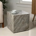 thumbnail image 3 of Felix 15" Contemporary Natural Marble Handmade Cube End Table, Gray/Beige, 3 of 8