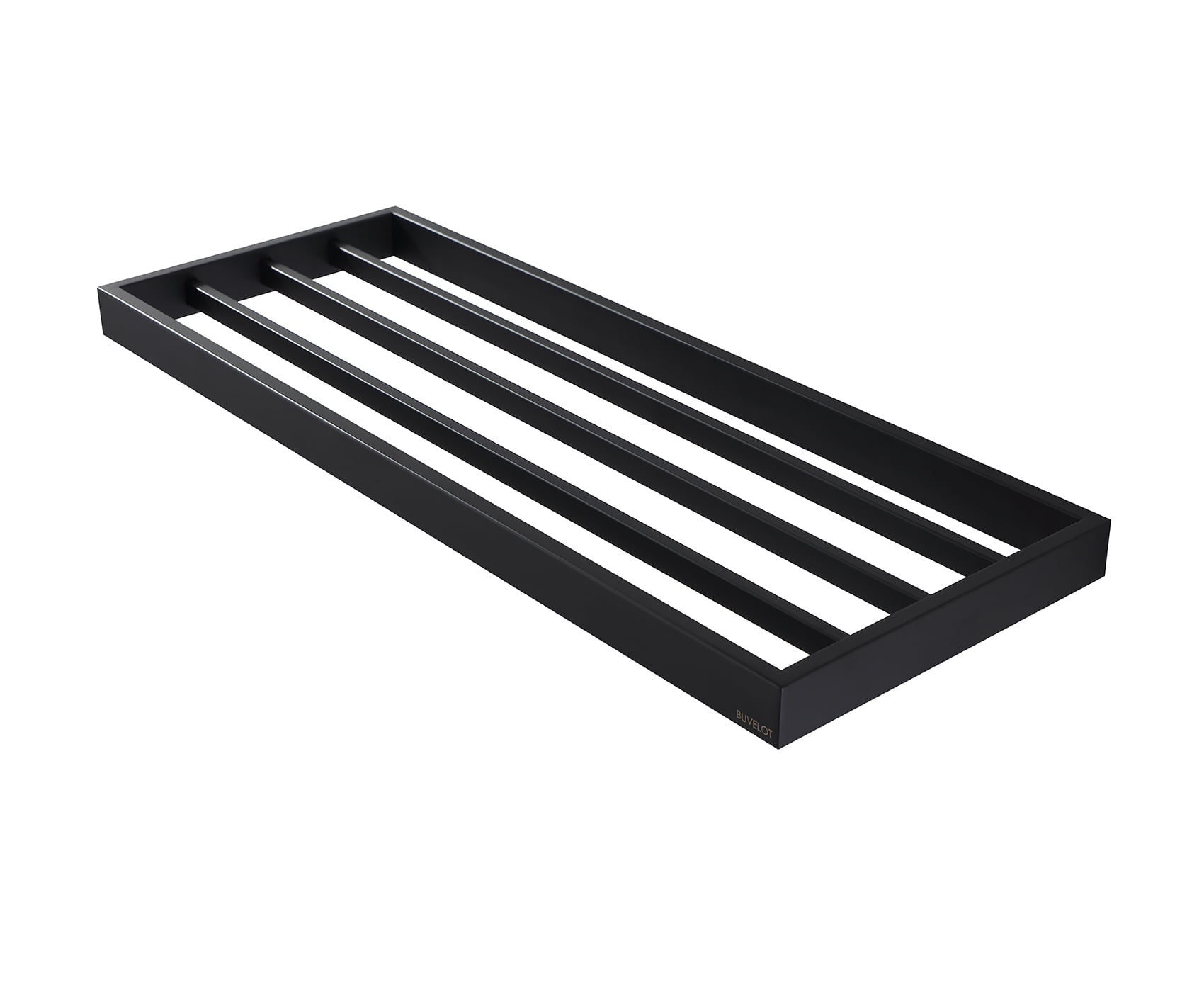 BUVELOT Lavatory Bath Towel Shelf, Minimalist Towel Rack for Bathroom, Wall Mounted and Modern Hotel Style with Towel Bar ,Towel Holder 24Inch, Matte Black, 073090-MB Ler Series