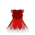 thumbnail image 4 of Yruioon Girls Kids Christmas Santa Dance Tutu Dress Ruffles Velvet Princess Gown for Party Red 4, 4 of 5