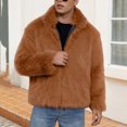 thumbnail image 3 of ZUKMRJPC Men's Vintage Faux Fur Coat Zipper Lapel Warm Soft Comfy Winter Cardigans Coats Long Sleeve Loose Fit Lapel Thick Jacket, 3 of 7
