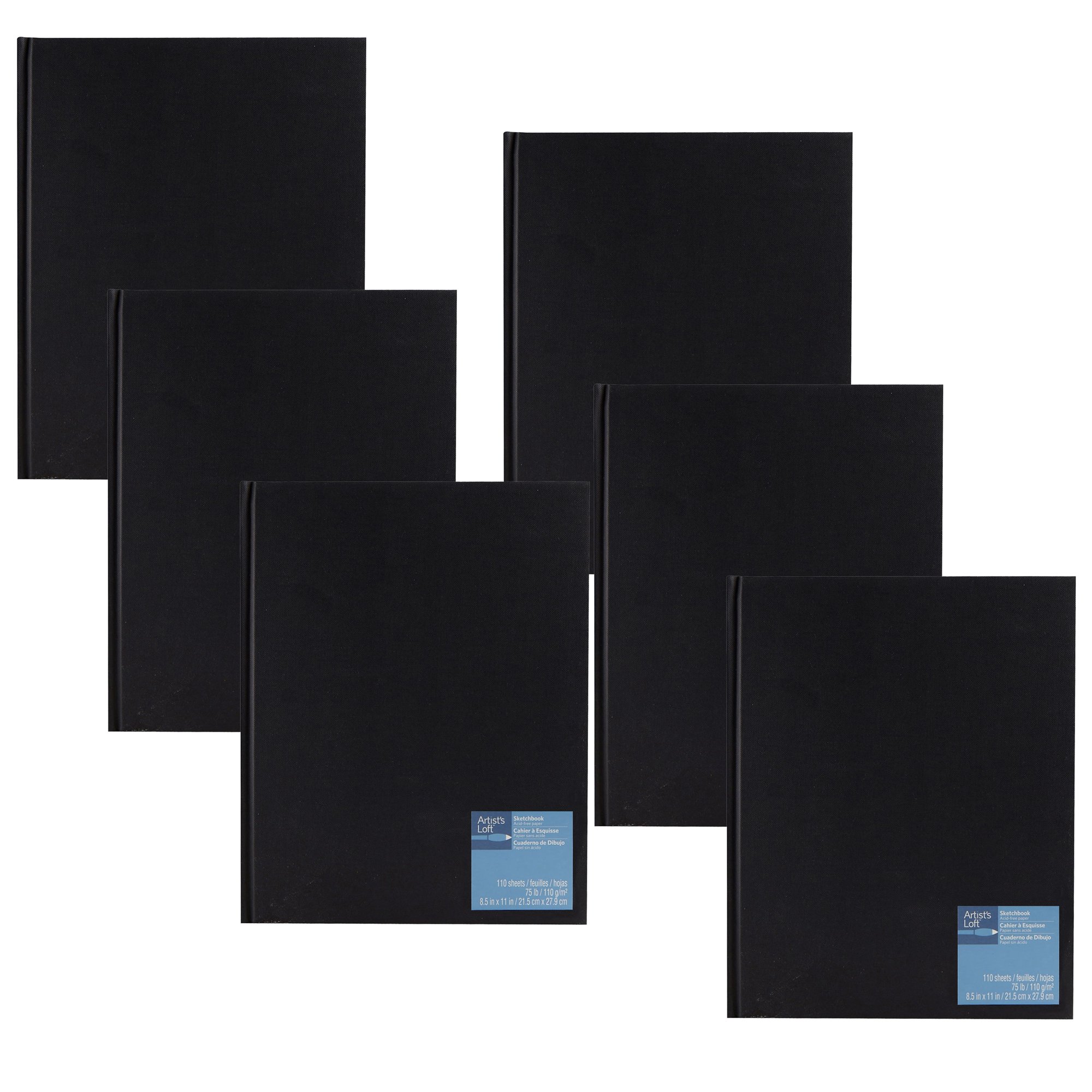Black Hardcover Sketchbook by Artist s Loft - Acid Free and Smudge Resistant Paper - Sketch Pad for Drawing - Sketching - Writing - Bulk 6 Pack