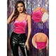 thumbnail image 2 of Camisola corta con escote en V profundo de terciopelo para mujer Rosa caliente XL, 2 of 5