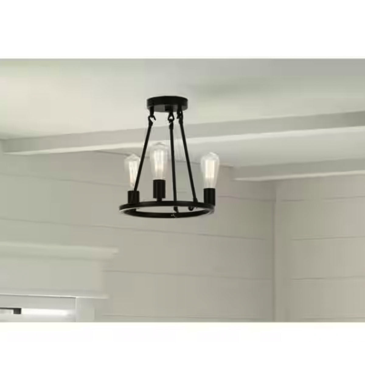 Ceybo 3-Light Black Semi-Flush Ceiling Light Fixture