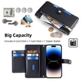 thumbnail image 4 of SaniMore for iPhone 14 Pro Max Case, with Kickstand [Shoulder & Wrist Strap] Flip Zipper Wallet Cash & Card Slots PU Leather TPU Interior Full Body Protection for iPhone 14 Pro Max, Black, 4 of 8