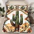 thumbnail image 2 of Homewish Western Botanical Cactus Twin Sheet Sets 3pcs for Teens Boys Girls,Bohemian Tribal Aztec Twin Fitted Sheet Microfiber,Retro Vintage Breathable Flat Sheet,Luxury Bedroom Decor, 2 of 7