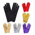 thumbnail image 5 of Vestido de noche corto multicolor, divertido disfraz, satén, spandex, elástico, guantes de satén, ropa de mano para adultos, 5 of 5