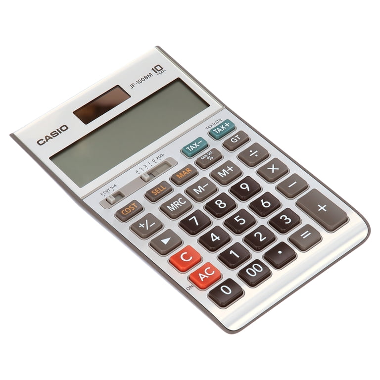 Casio JF-100 Solar Desktop Calculator with Big Display, Independent Memory,  and Tax Functions