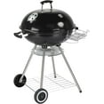 thumbnail image 2 of 28 Inch Round Barbecue Kettle Grill, Portable Charcoal Grill with Wheels, Outdoor BBQ Coal Grill, Porcelain Enameled Lid, Thermometer, and Ash Catcher for Outdoor Parties, Grilling and Smoking Black, 2 of 9