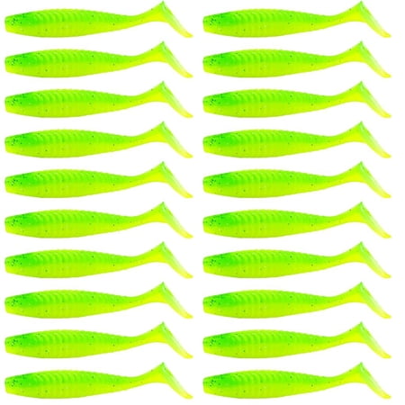 LICEWO 20Pcs Paddle Tail Swimbaits Lures Crankbaits T Tail Soft Baits Sinking Fishing Lure Artificial Wobbles for Saltwater