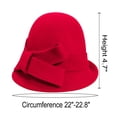 thumbnail image 6 of JUNWELL Womens Solid Color Bucket Hat Casual Lady Bowler Hat 100% Wool Winter Cap Cloche with Bow Accent Red, 6 of 6