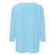 thumbnail image 5 of Camiseta básica de verano informal de color liso con cuello en V para mujer - Poliéster, manga 3/4, aberturas laterales - S-XXL, 5 of 5