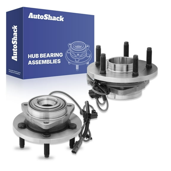 AutoShack Front Wheel Hub Bearing Assemblies - Driver and Passenger Side for Dodge, Ram & Mitsubishi, Dakota 2005-2010 Dakota 2011 Raider 2006-2008, 4WD RWD AWD V6 3.7L V8 4.7L - 5-Lug, With ABS