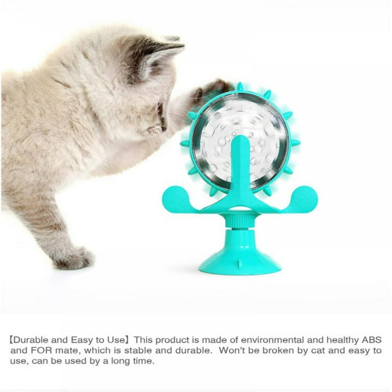 Cat Food Puzzle, Windmill Cat Toy, Turntable Food Dispenser,  Multifunctional Interactive Teasing, Funny Kitten Toys Cat Leaking Food  Puzzle Toy with Strong Suction Cup 